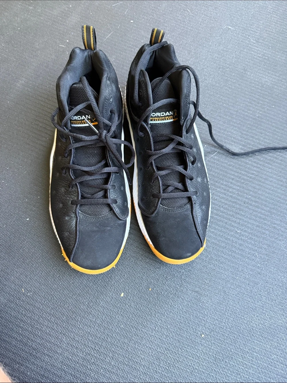 Jordan Men’s Black and Orange High-Top Sneakers